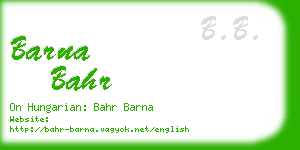 barna bahr business card